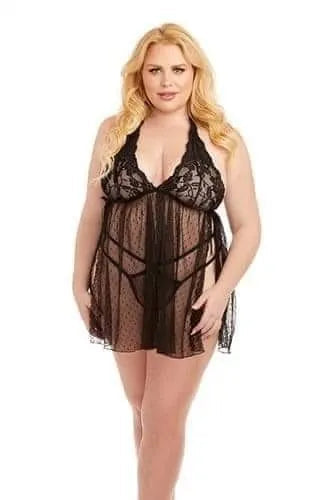 Sheer Halter Babydoll & Panty Set