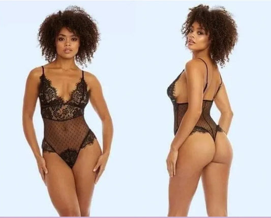 Eyelash Lace & Dotted Mesh Teddy