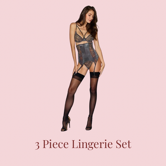 3 Piece Bra with Waist Corset and Panty