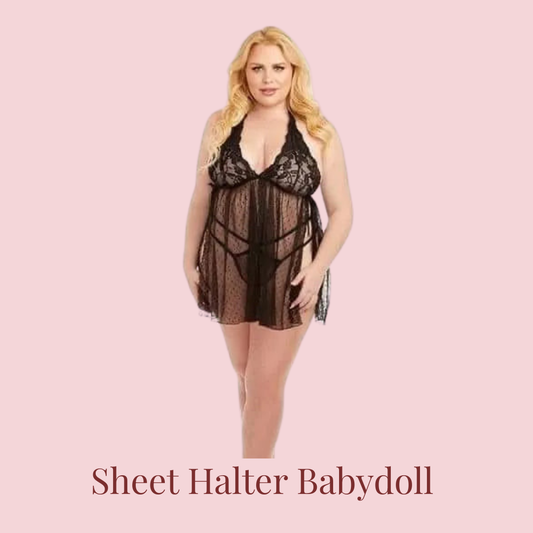 Sheer Halter Babydoll & Panty Set