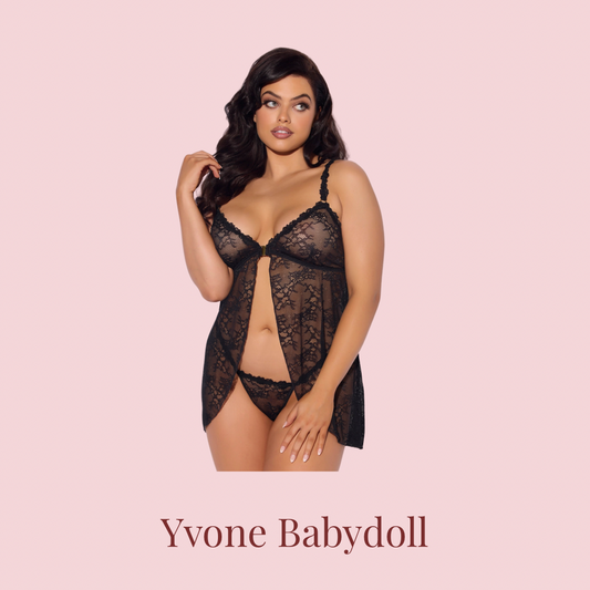 Yvone Lace Openable Cup Babydoll & G-String Set